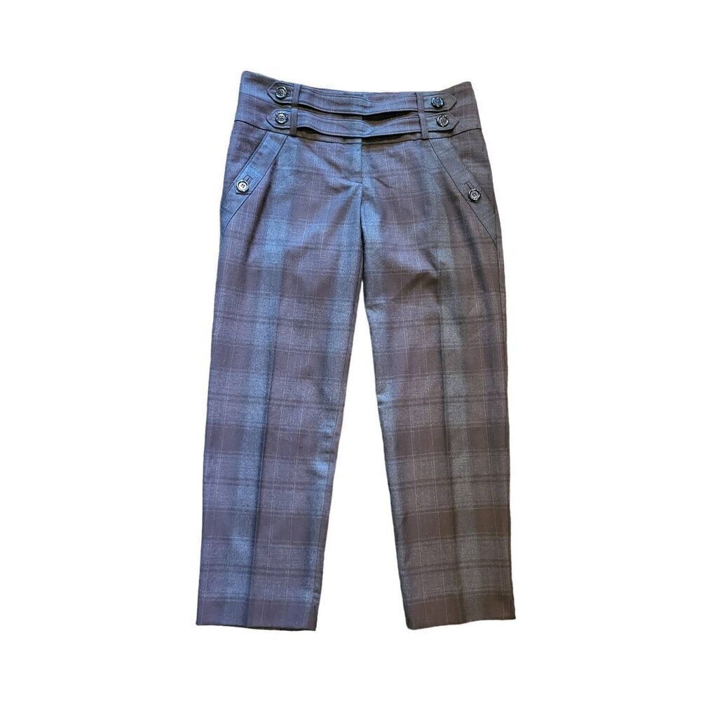 Anthropologie Pants Women's 4 Brown Cartonnier Plaid Neutral Trousers Academia
